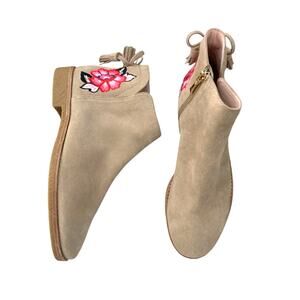 Kate Spade Belleville Suede Boho Embroidered Ankle Boots‎ sz 8.5 NWOT